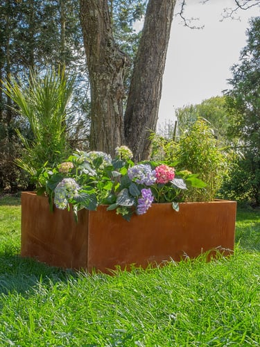 Multi-Edge FLORA Plantenbak Corten staal 120x120x40cm aangelegd